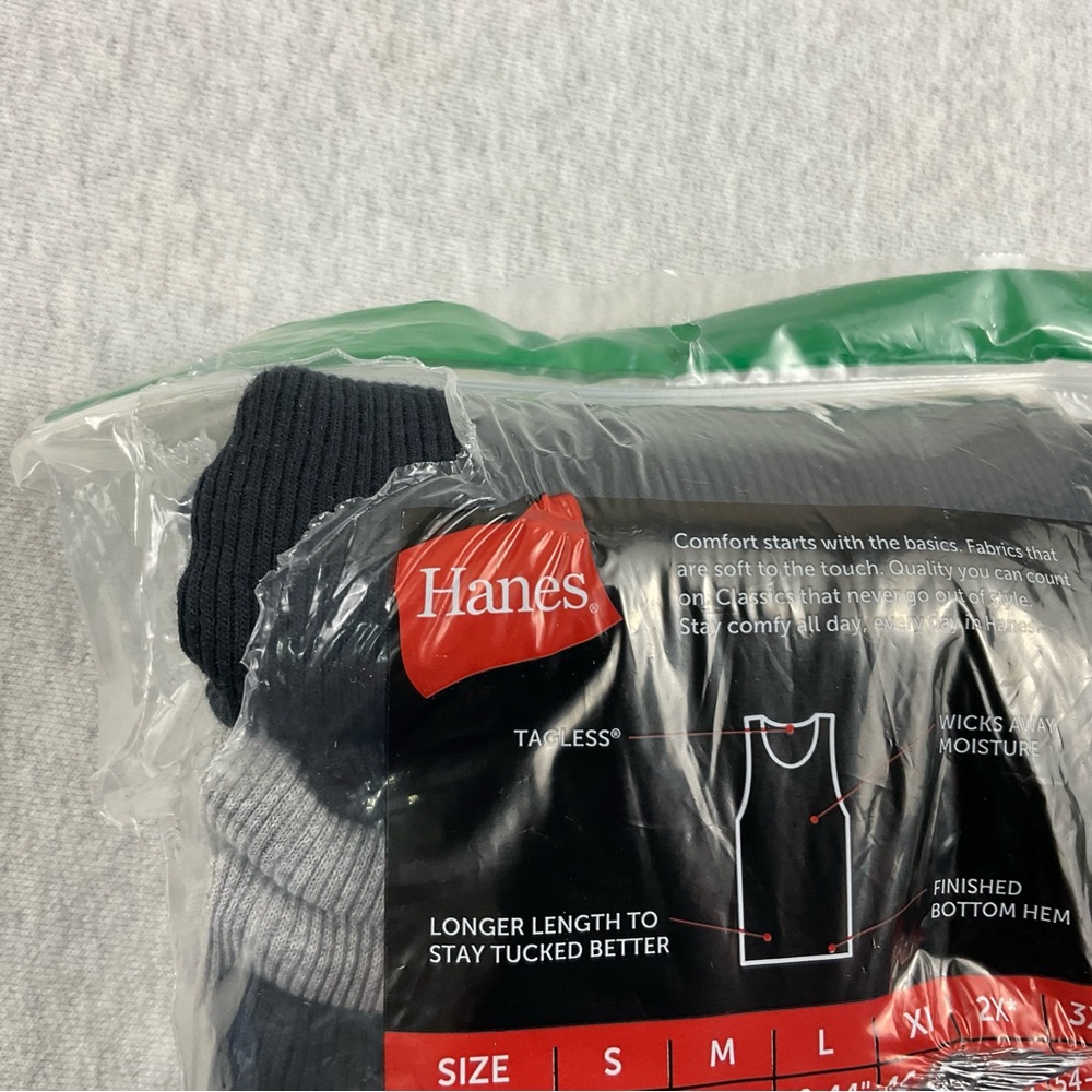 Hanes Men's Tagless Tanks 6 Pack Size: Large Color: Black and Gray - Picture 6 of 10